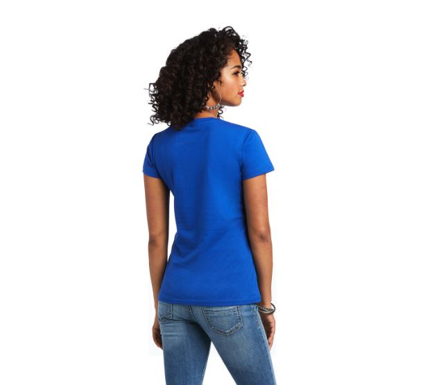 Ariat Womens REAL Logo Script Classic Fit Tee Mazarine Blue - EQ Saddlery