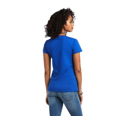 Ariat Womens REAL Logo Script Classic Fit Tee Mazarine Blue - EQ Saddlery