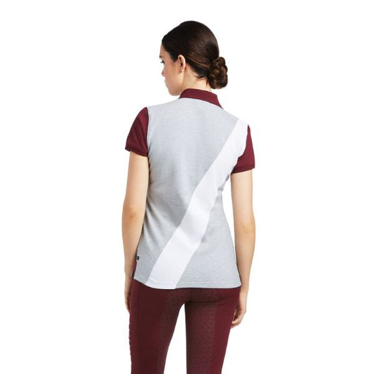 Ariat Womens Taryn Polo Heather Grey/Zinfandel - EQ Saddlery
