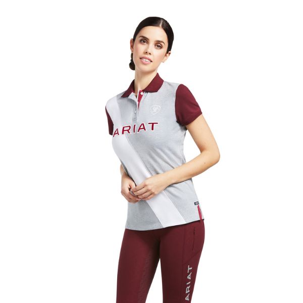 Ariat Womens Taryn Polo Heather Grey/Zinfandel