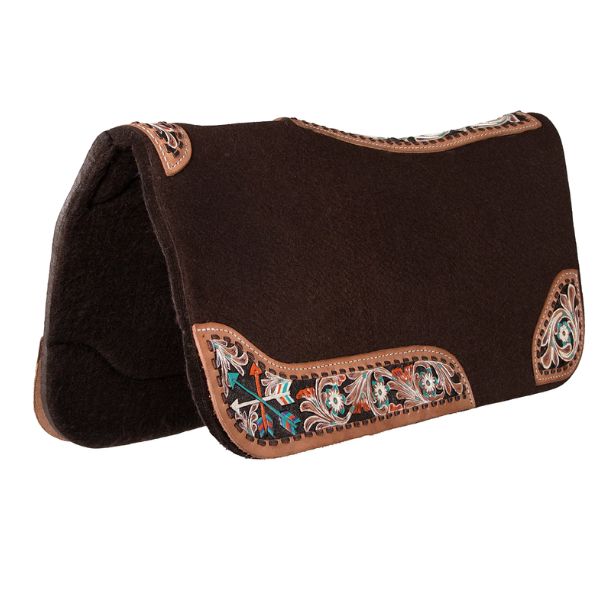 Fort Worth Floral Tooled Felt Saddle Pad