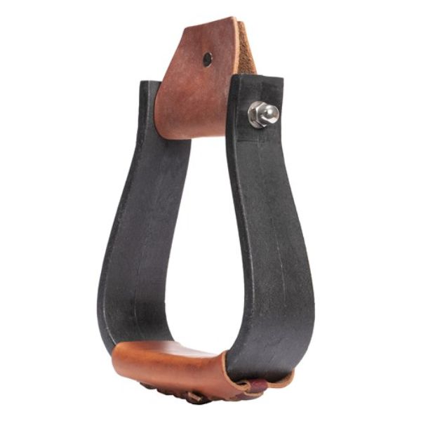 Fort Worth Nylon Oxbow Stirrups with Leather Treds