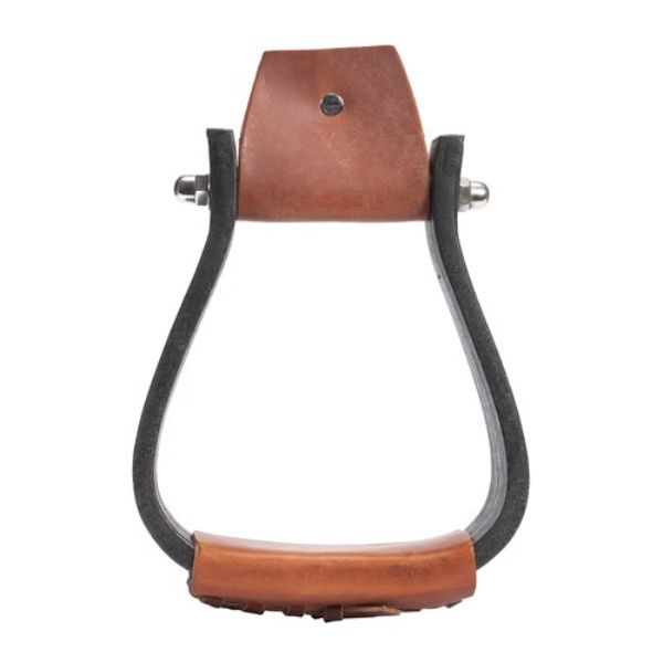 Fort Worth Nylon Oxbow Stirrups with Leather Treds