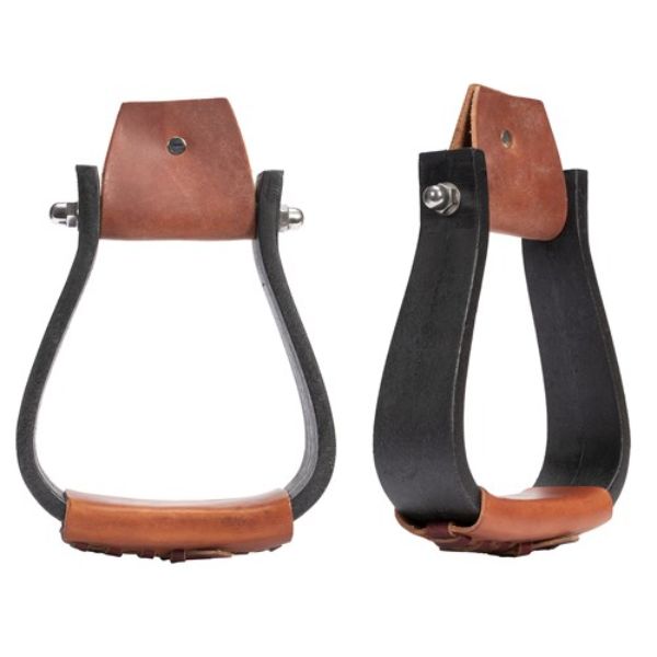 Fort Worth Nylon Oxbow Stirrups with Leather Treds