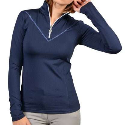 Harcour Poete Long Sleeve Warm Polo Navy
