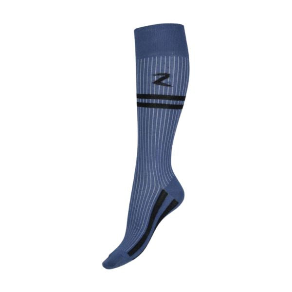 Horze Super Stretch Stripe Riding Knee Socks Marlin Blue/Black - EQ Saddlery