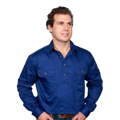 Just Country Mens Cameron Half Button Work Shirt - EQ Saddlery