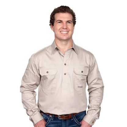 Just Country Mens Cameron Half Button Work Shirt - EQ Saddlery
