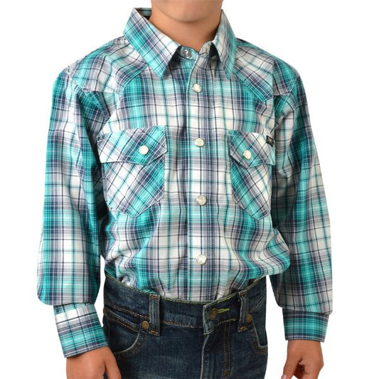 Pure Western Boys David Check Western Long Sleeve Shirt - EQ Saddlery