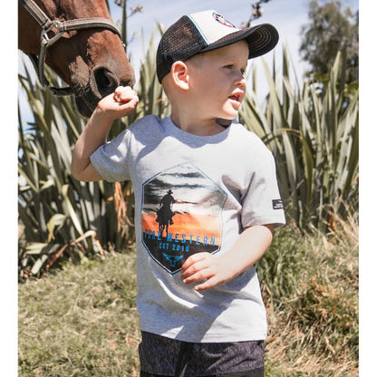 Pure Western Boys Webb Short Sleeve Tee White Marle - EQ Saddlery