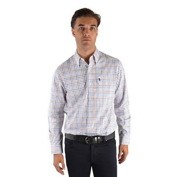 Thomas Cook Mens Hughesdale Check 2-Pocket Long Sleeve Shirt White/Multi - EQ Saddlery